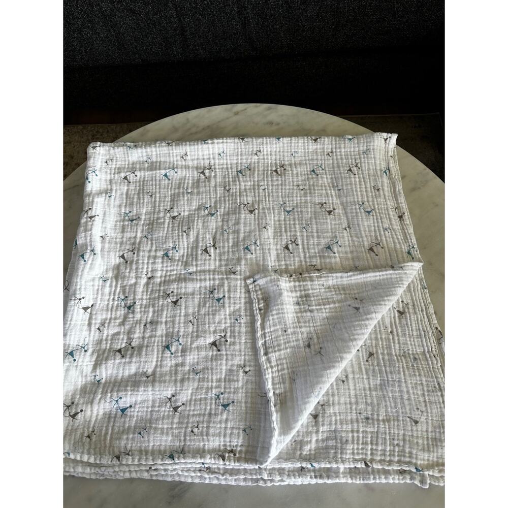 Aden and Anais Muslin Blue and Gray Figures Blanket